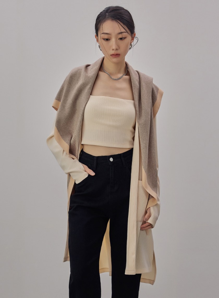 舒適坑條長版外套